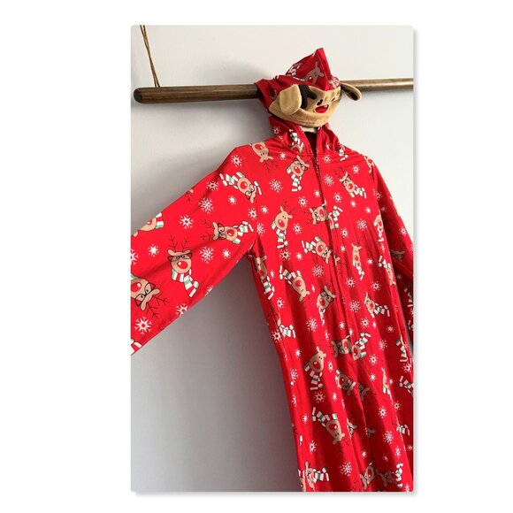 Matching Family Pajamas Reindeer Antler Zipper Onesie RED SZ 11T / KID - Picture 6 of 14